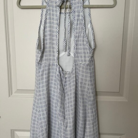 Urban Outfitters Mini Blue & White Gingham Print Dress Sz 6 - Picture 2 of 3